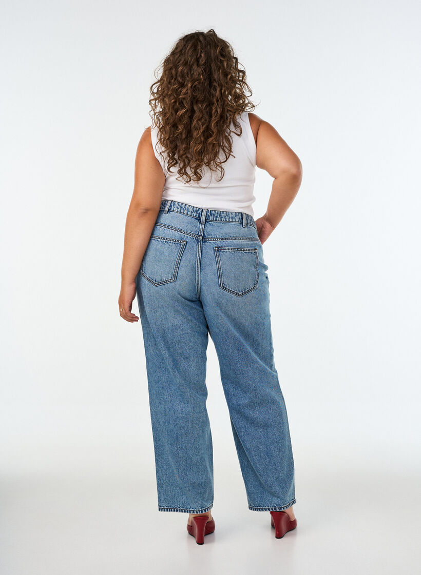 Kiana Straight-Fit-Jeans mit hoher Taille, Blau, Model image number 1