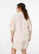 Pyjamaoberteil aus Viskose mit Bindeband und Blumenmuster, Beige, Model image number 2