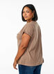 T-shirt &agrave; manches courtes en m&eacute;lange de coton, Marron, Model image number 2