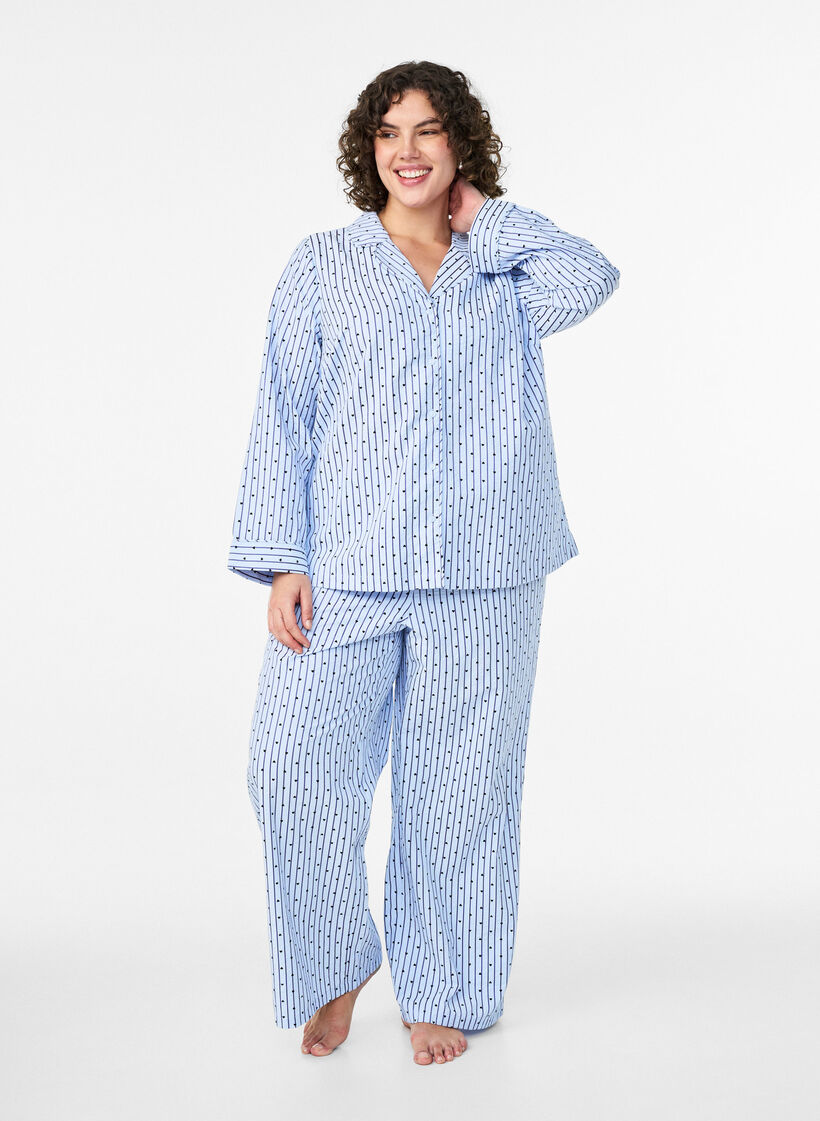 Pyjamahemd aus Seersucker mit langen &Auml;rmeln, Blau, Model image number 1