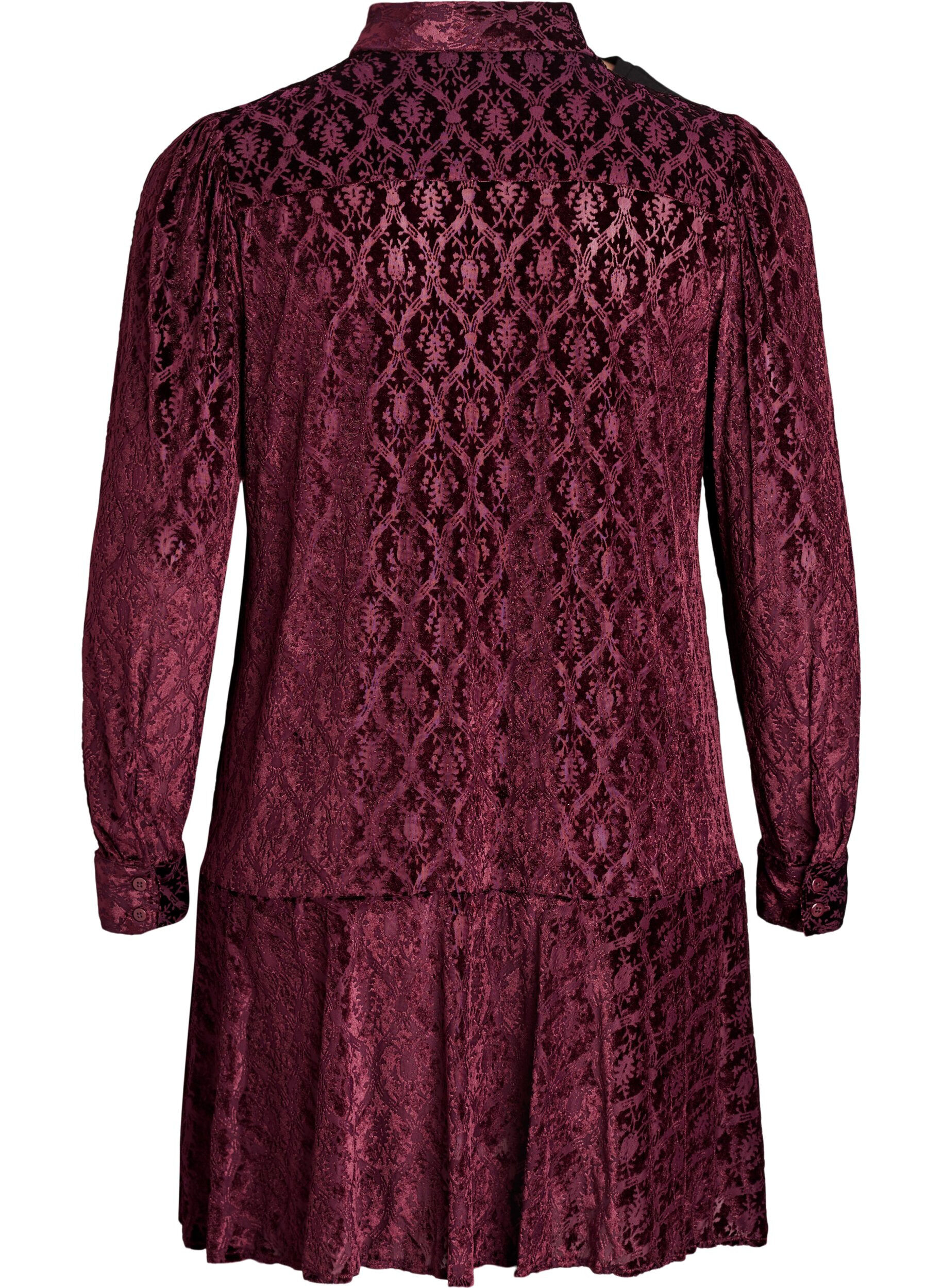 Zizzi Robe courte &agrave; motif velours, Bordeaux, Packshot image number 1