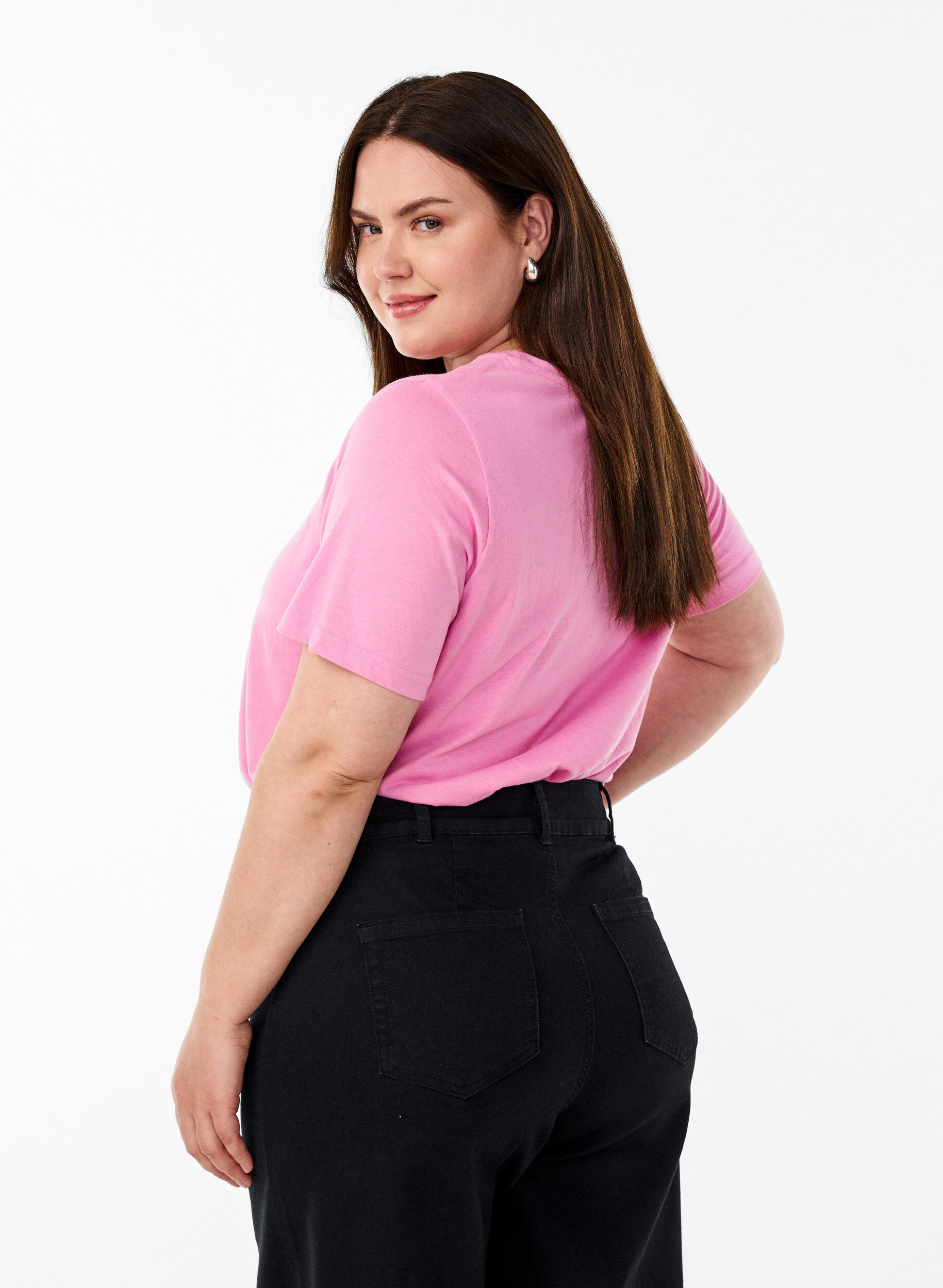 Zizzi FLASH - T-Shirt mit Print, Pink, Model image number 2