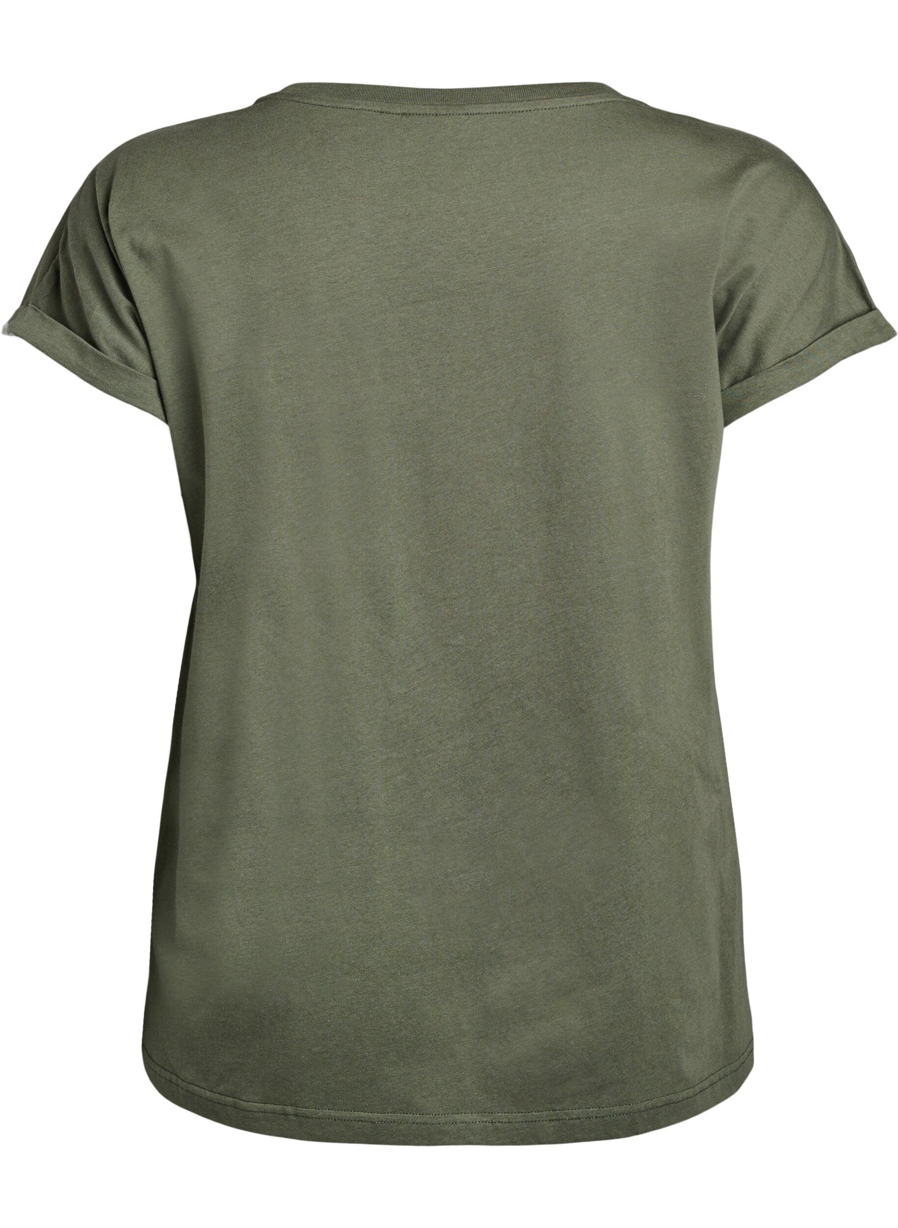 Zizzi T-shirt &agrave; imprim&eacute; animal et texte, Thyme W. Wild, Packshot image number 1