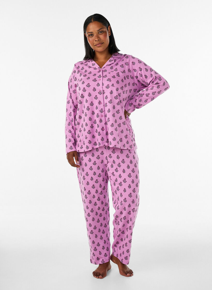 Baumwoll-Pyjamahemd mit Brusttasche, Rot, Model image number 1
