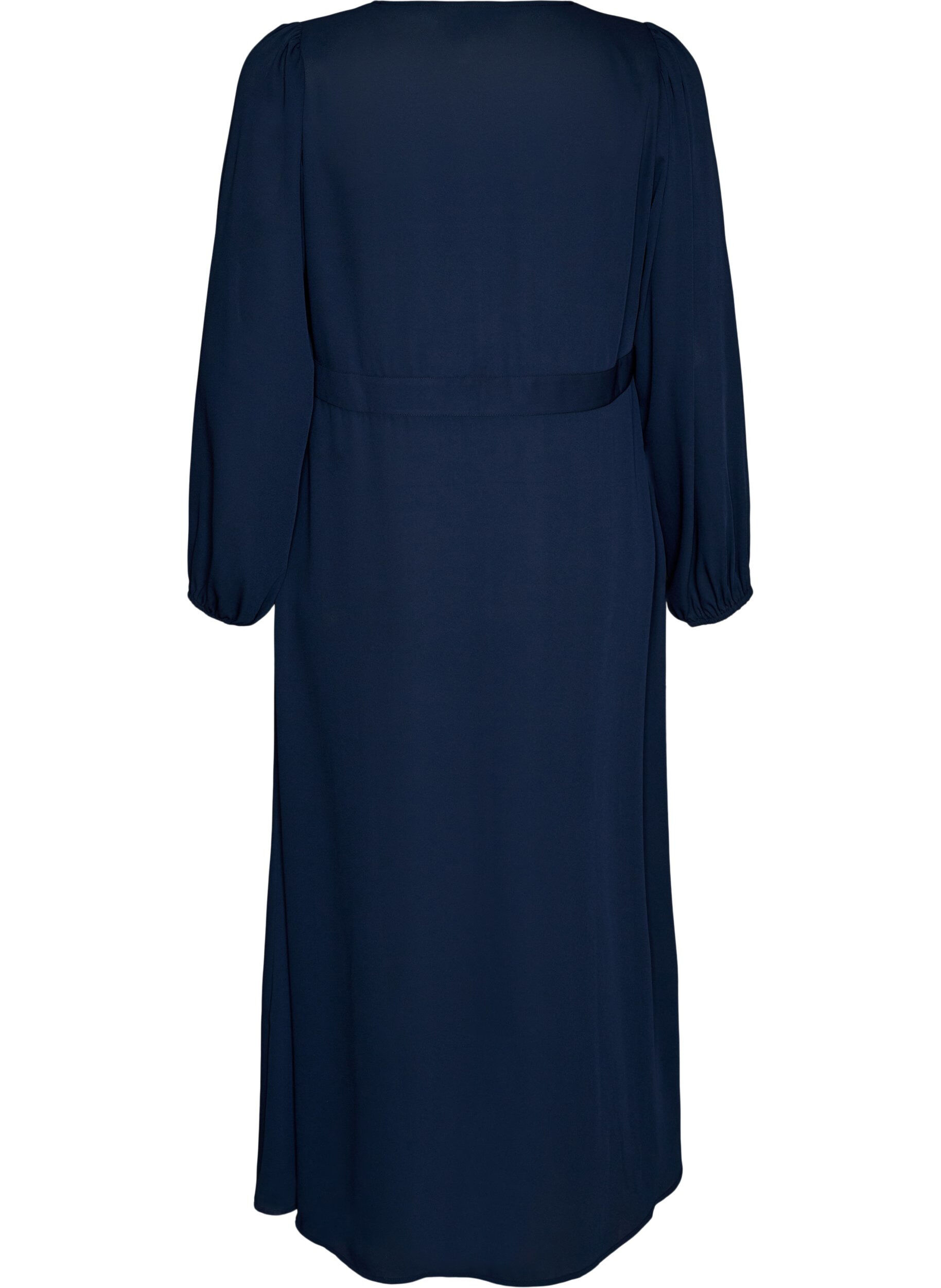 ZizziRobe maxi avec encolure cache-c&oelig;ur et manches longues, Bleu, Packshot image number 1