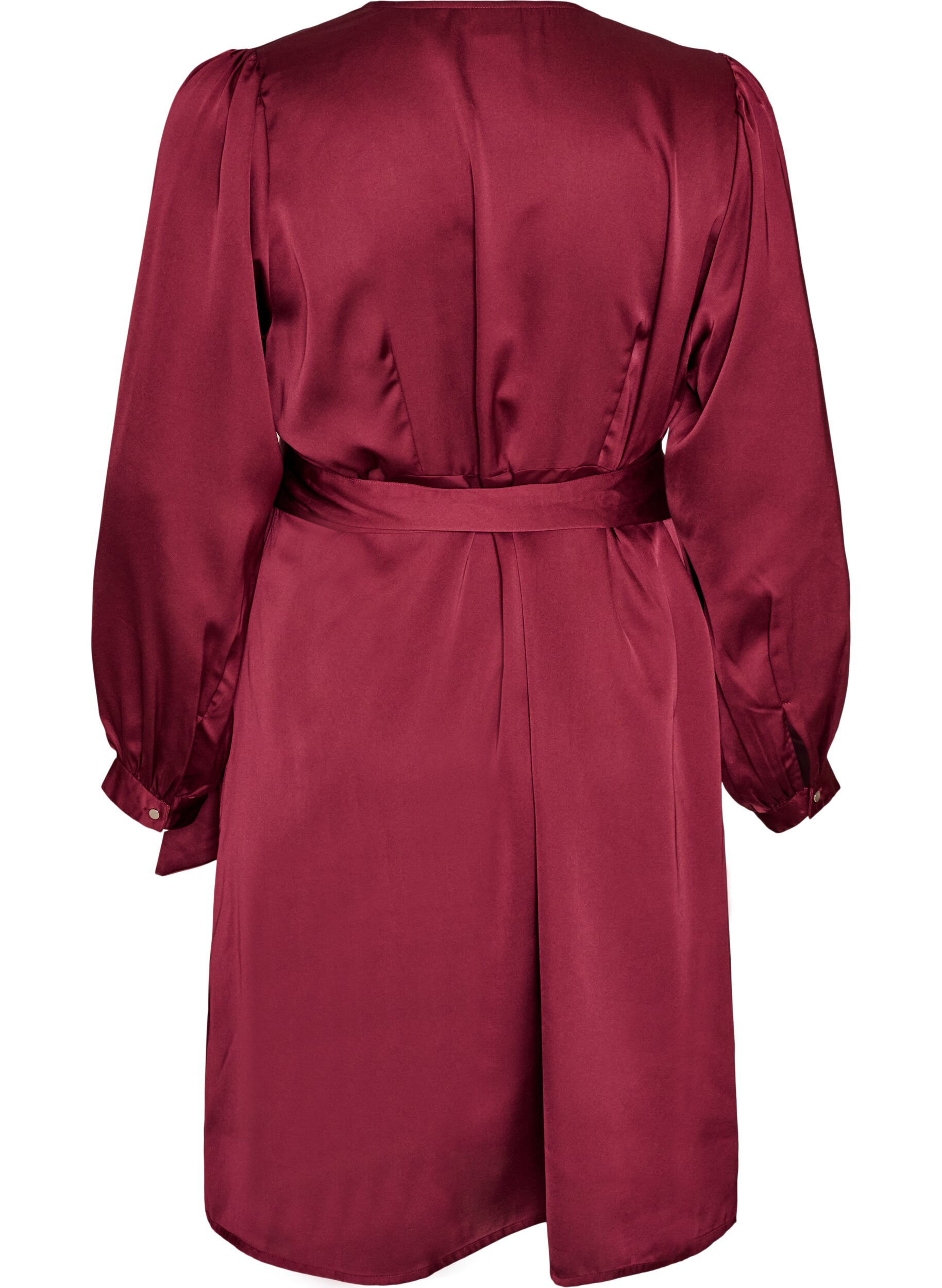 ZizziRobe courte en satin avec coupe portefeuille, Bordeaux, Packshot image number 1