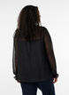 Hemdbluse mit Spitzeneinsatz und Punktemuster, Schwarz, Model image number 2