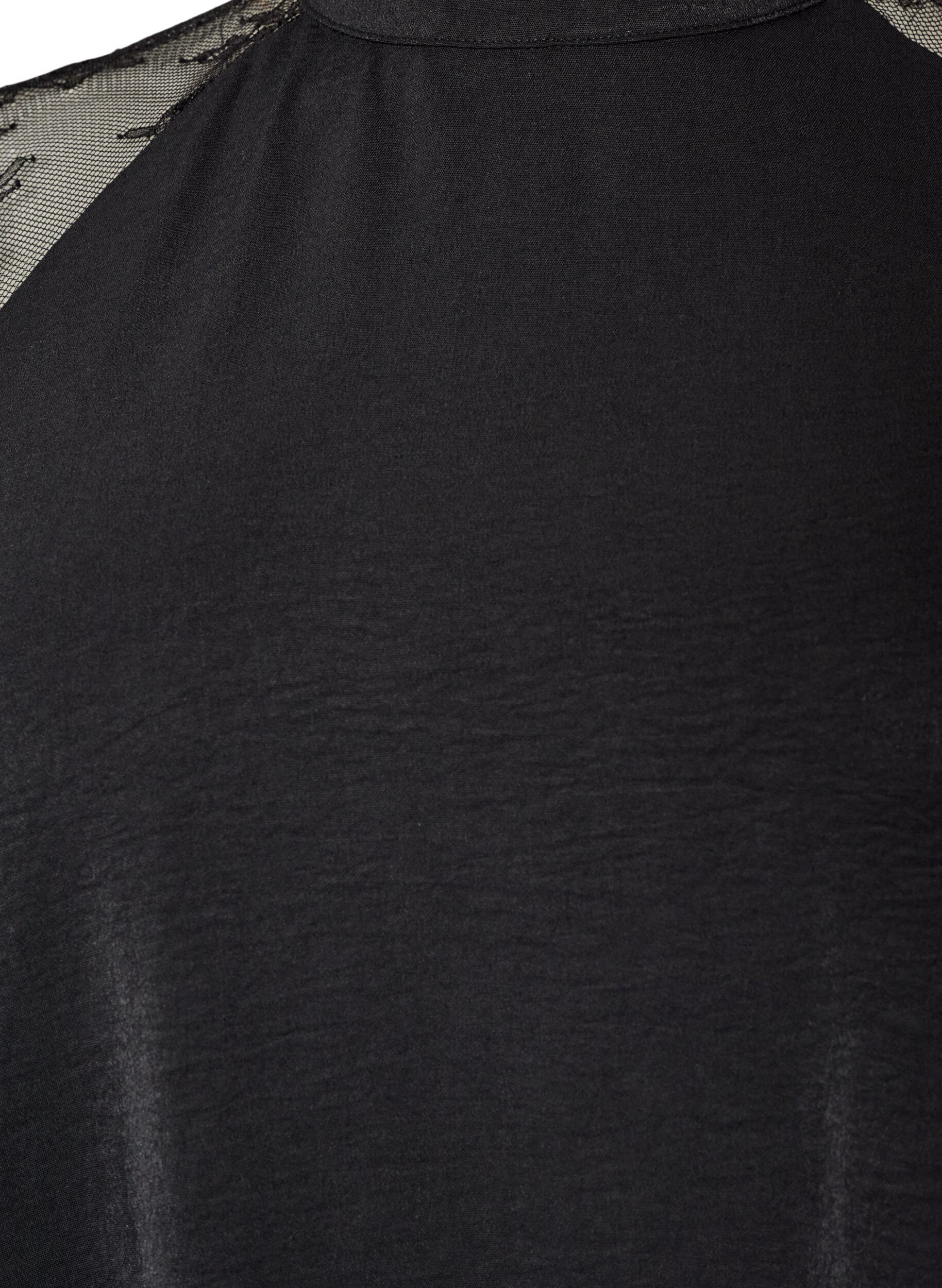 ZizziBlouse &agrave; col montant avec manches courtes en dentelle, Noir, Packshot image number 2