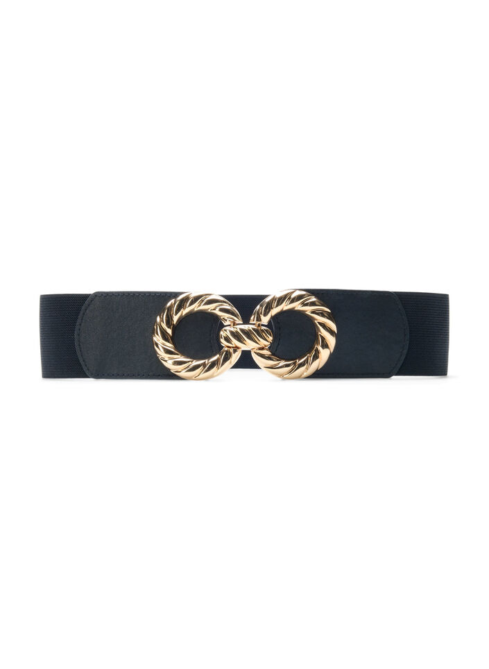 Ceinture extensible avec boucle dorée, Black, Packshot image number 0