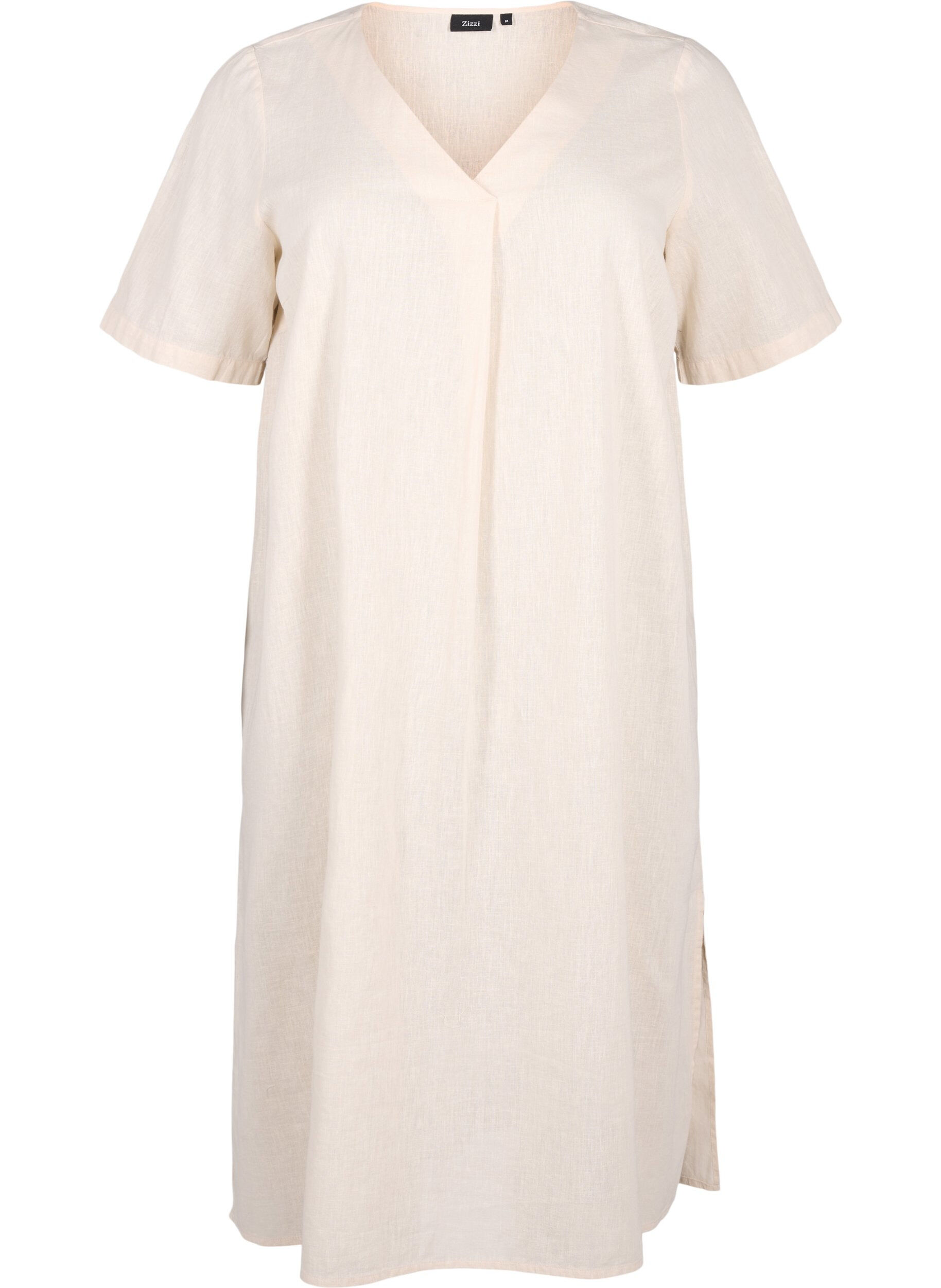 Robe caftan en m&eacute;lange de coton avec du lin