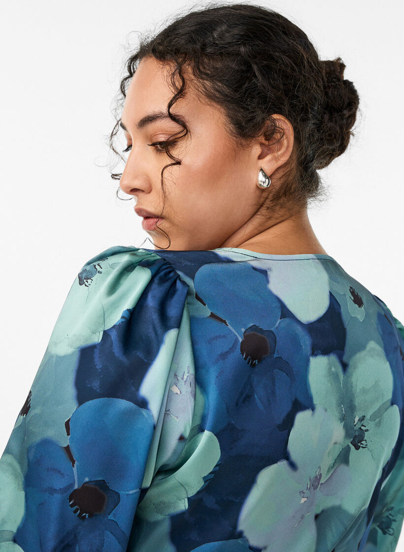 Gebl&uuml;mtes Wickelkleid mit 3/4-&Auml;rmeln, Mixed colours, Model image number 3