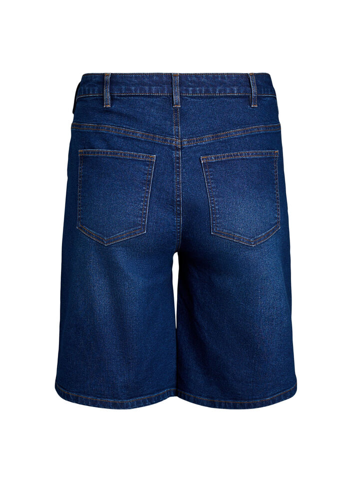 Locker sitzende Jeansshorts mit hoher Taille, Blau, Packshot image number 1