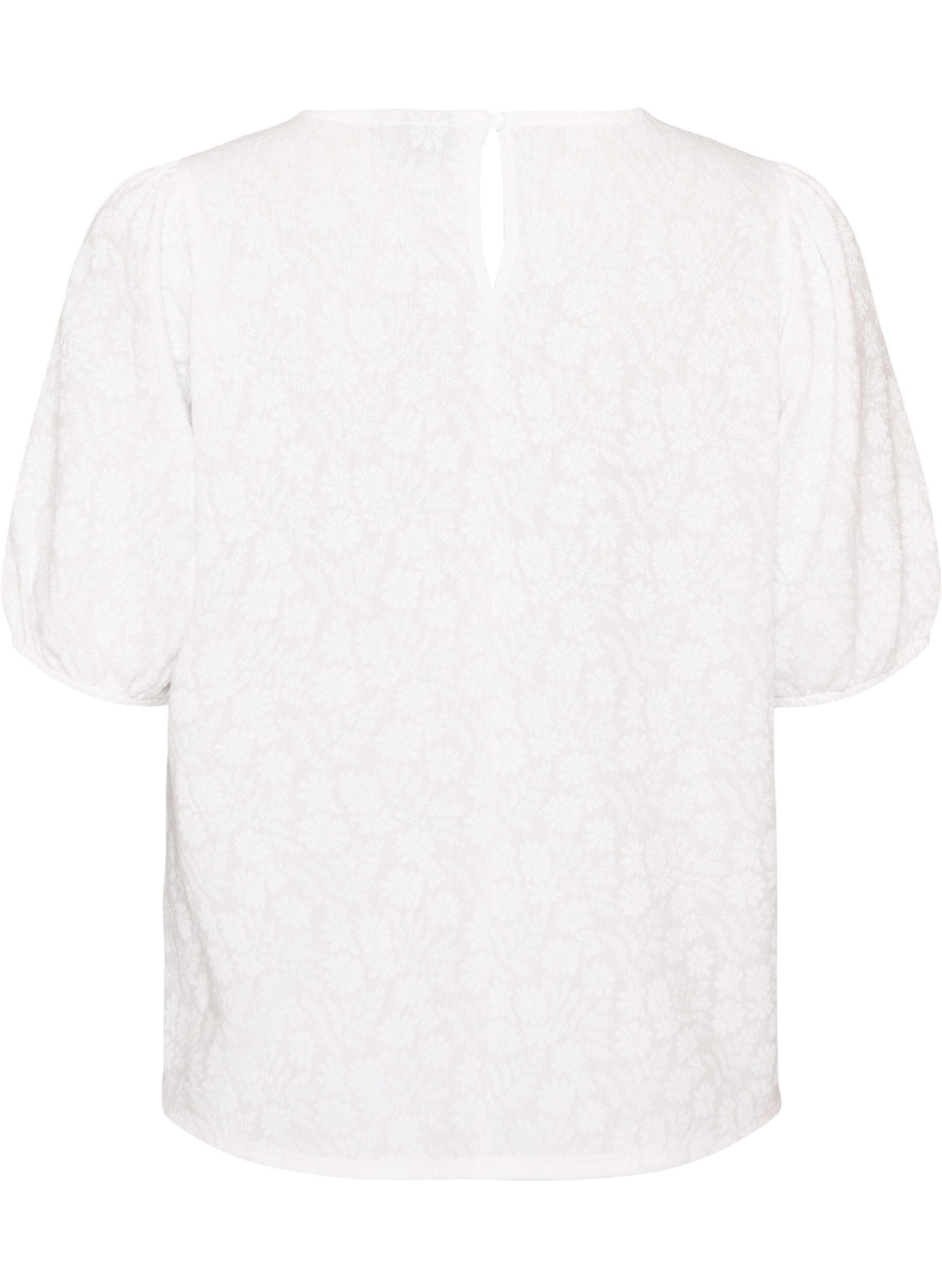 ZizziBlouse textur&eacute;e &agrave; manches courtes, Blanc, Packshot image number 1