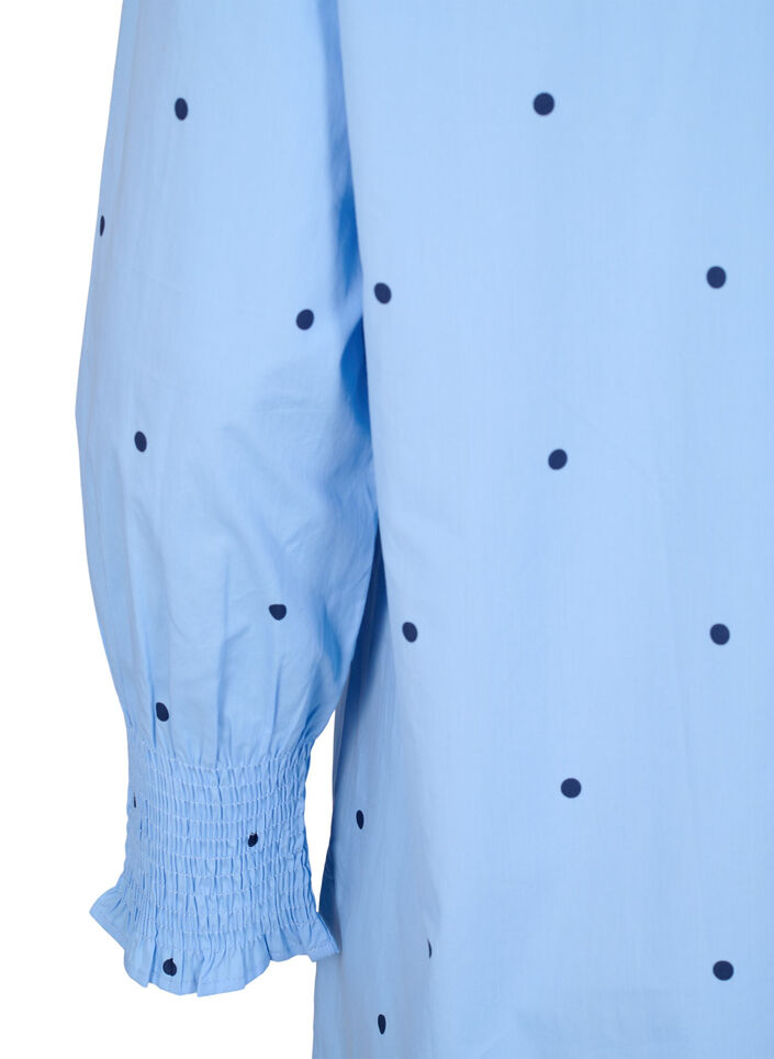 Robe à pois avec manches longues, Bleu Clair, Packshot image number 3