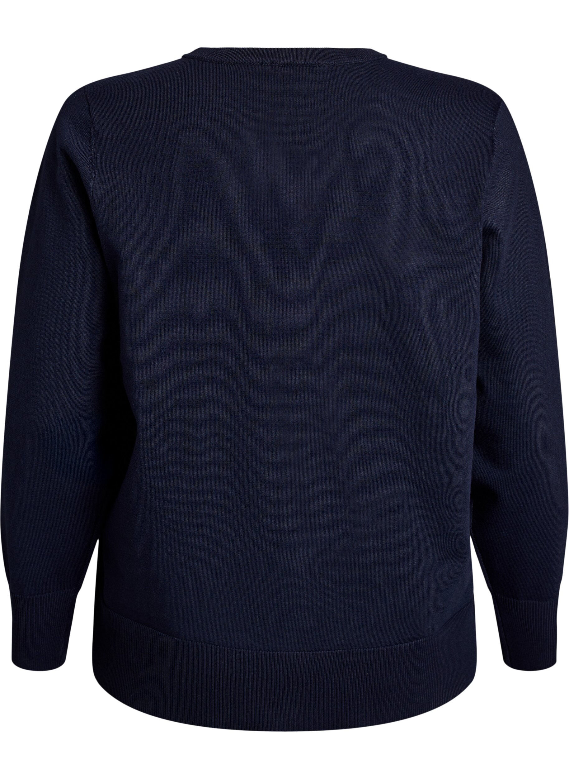 ZizziFeinstrick-Strickjacke mit Rundhalsausschnitt, Blau, Packshot image number 1