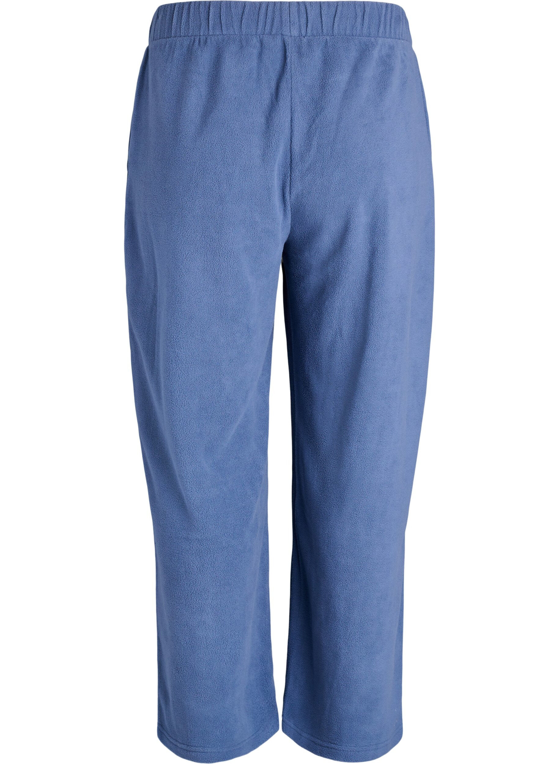 Zizzi Hoch taillierte Hose aus Fleece mit Taschen, Blau, Packshot image number 1