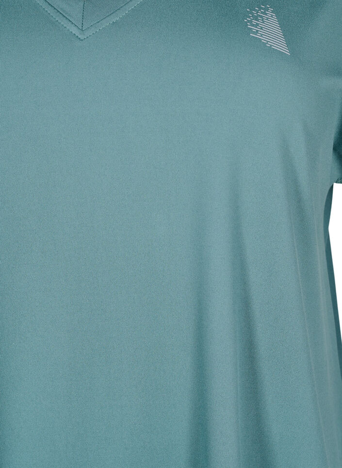 Lockeres Trainings-T-Shirt mit V-Ausschnitt, Gr&uuml;n, Packshot image number 2