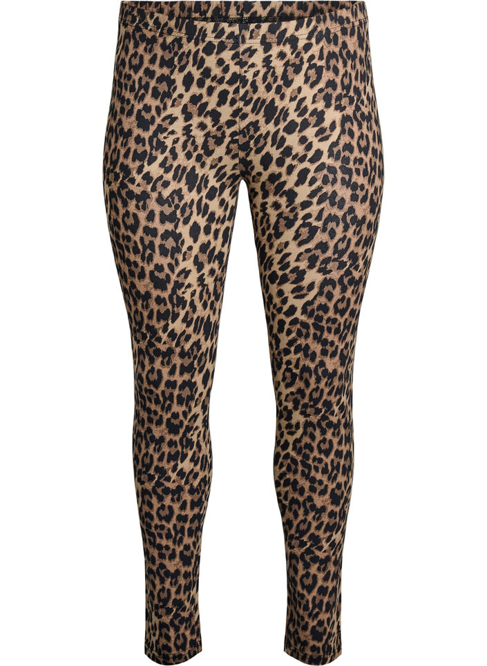 Viskose Leggings mit Leopardendruck, Braun, Packshot image number 0