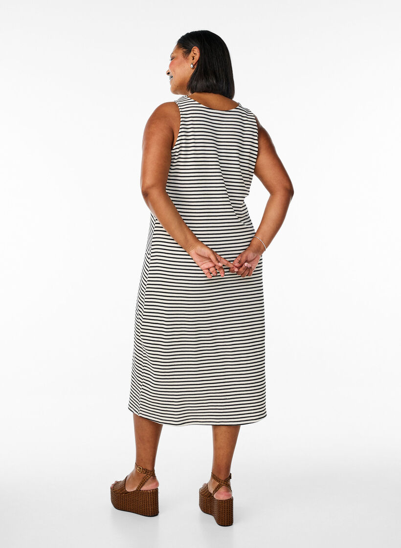 Robe midi débardeur à rayures, Blanc, Model image number 1
