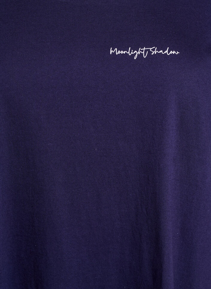 T-shirt de nuit long en coton bio avec imprim&eacute;, Bleu, Packshot image number 2