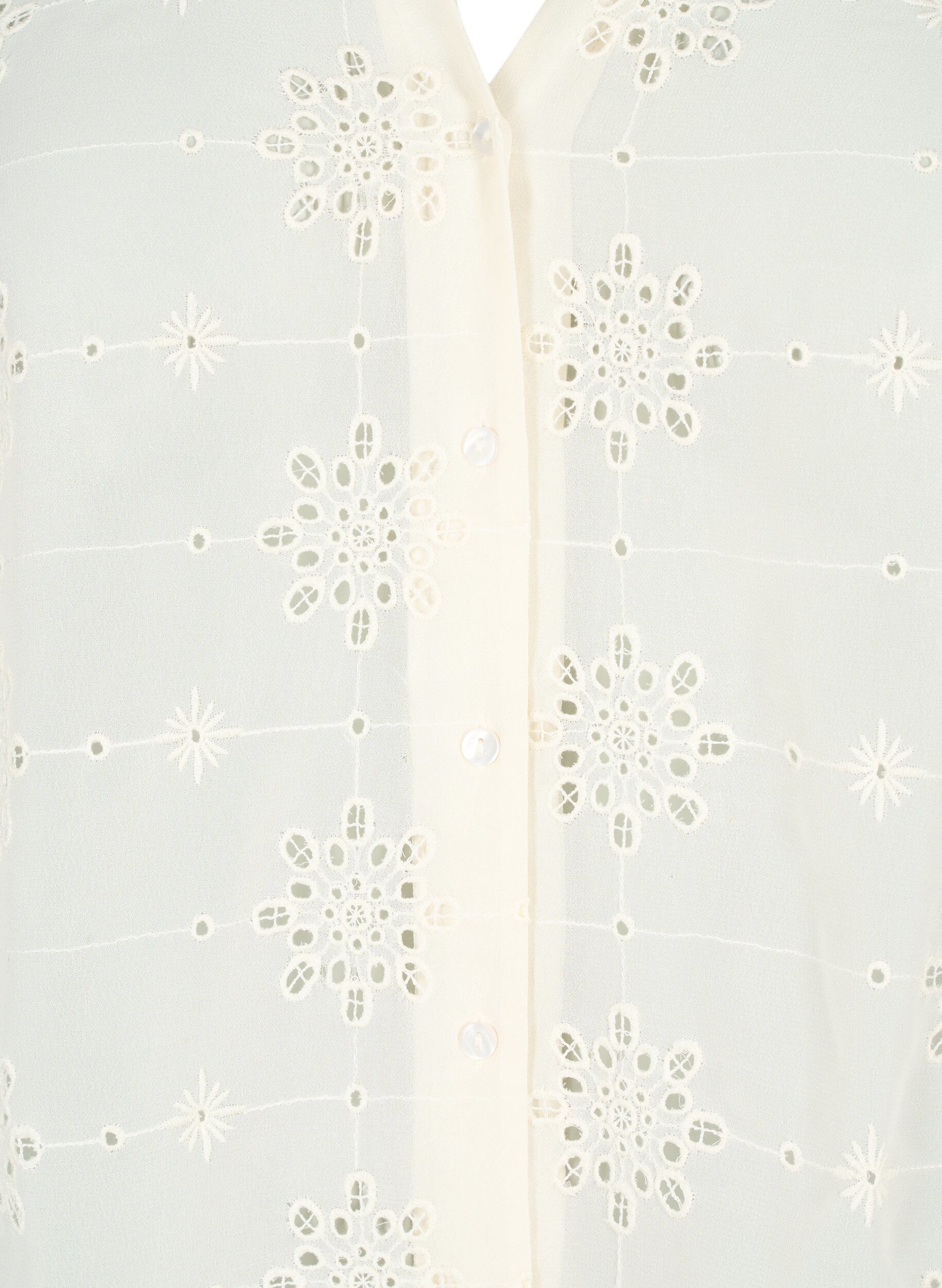 Zizzi Chemisier &agrave; manches courtes avec broderie anglaise, Antique White, Packshot image number 2