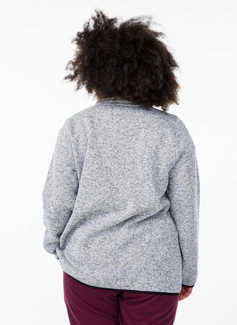 Cardigan en jersey avec un col haut et une fermeture éclair, Gris, Model image number 2