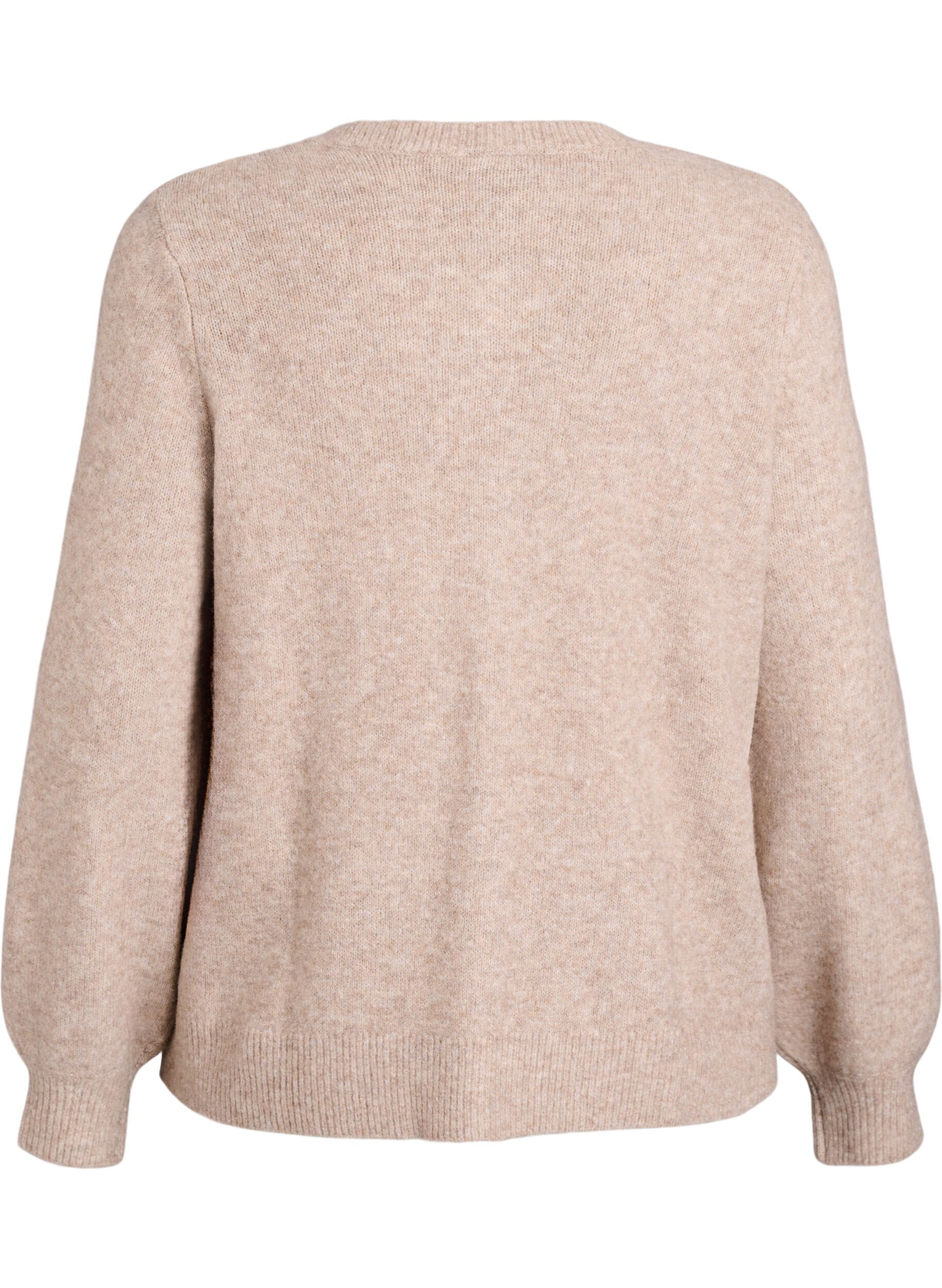 Zizzi Cardigan mit Kn&ouml;pfen in Herzform, Beige, Packshot image number 1