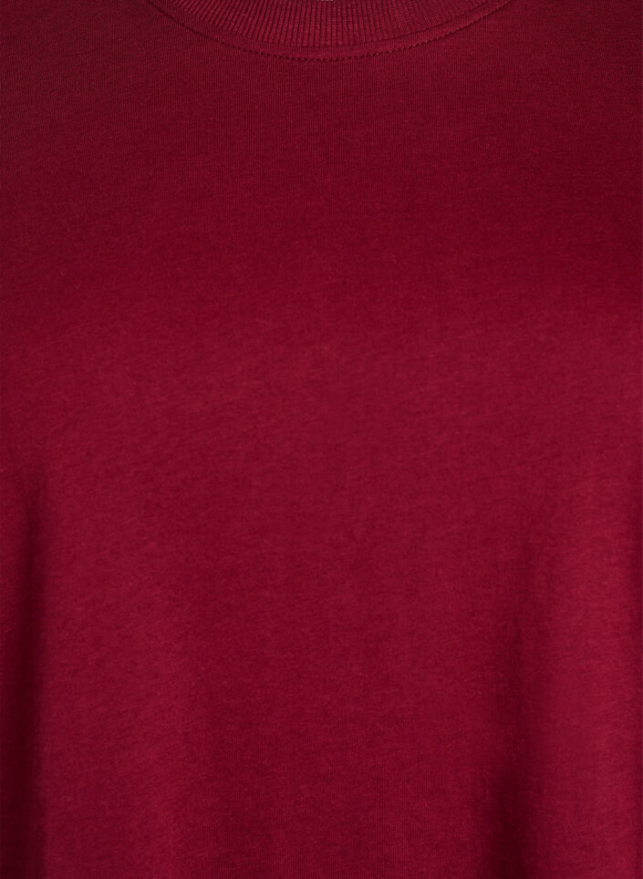 T-shirt basique en coton &agrave; col rond, Bordeaux fonc&eacute;, Packshot image number 2