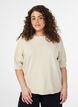 Blouse en fine maille &agrave; manches courtes, Beige, Model image number 0