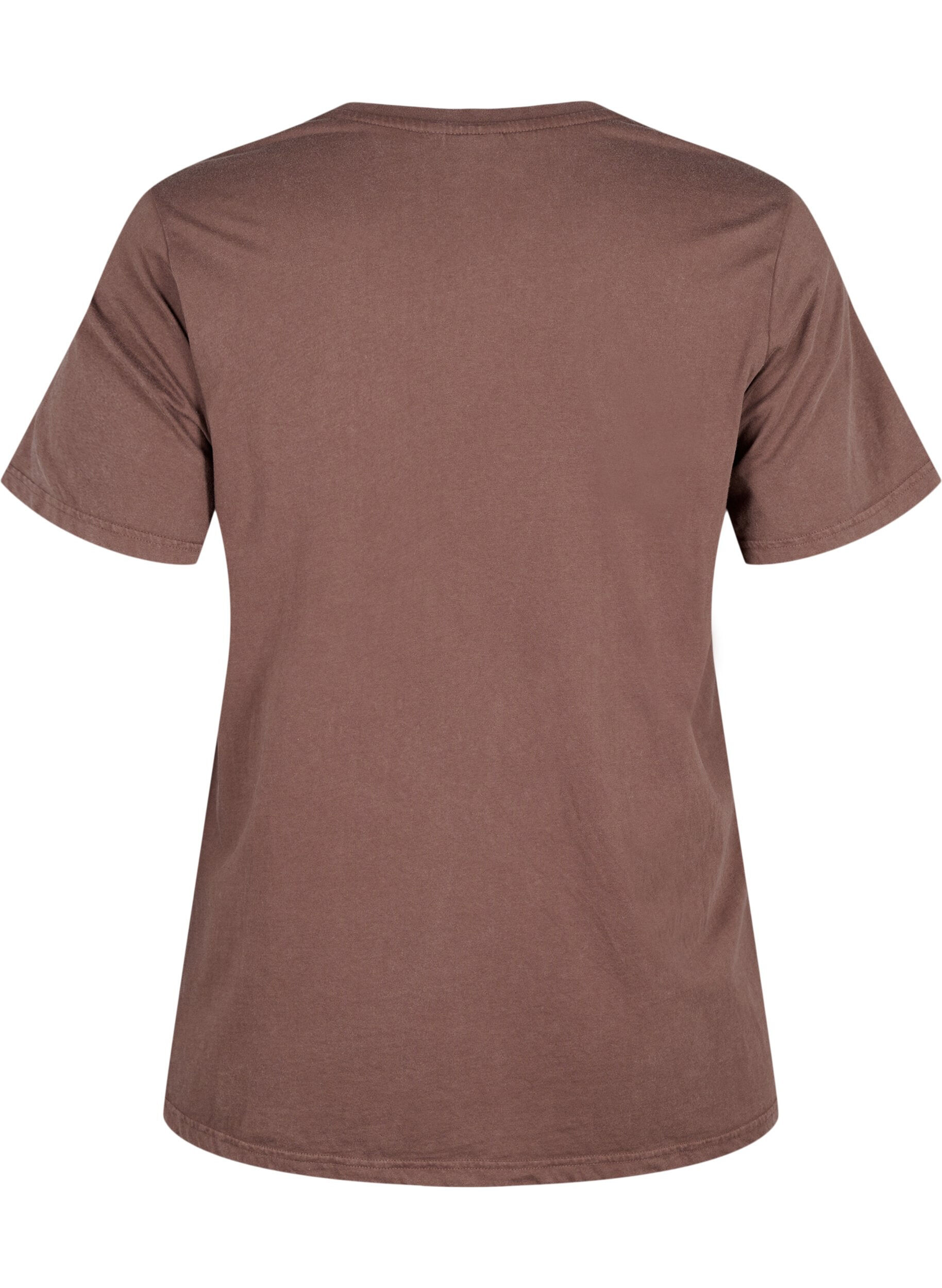 Zizzi Bedrucktes T-Shirt aus Bio-Baumwolle, Braun, Packshot image number 1