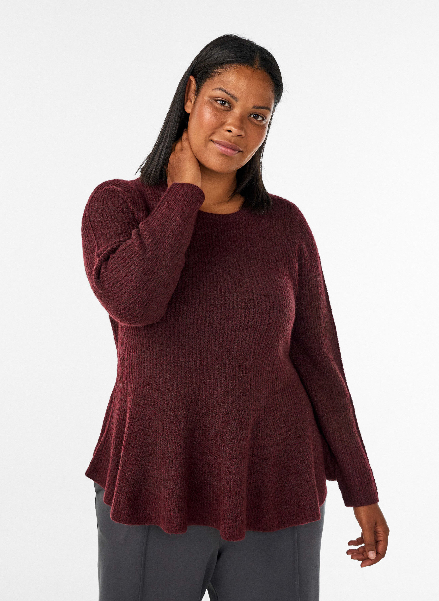 Strickbluse in A-Linie, Rot, Model