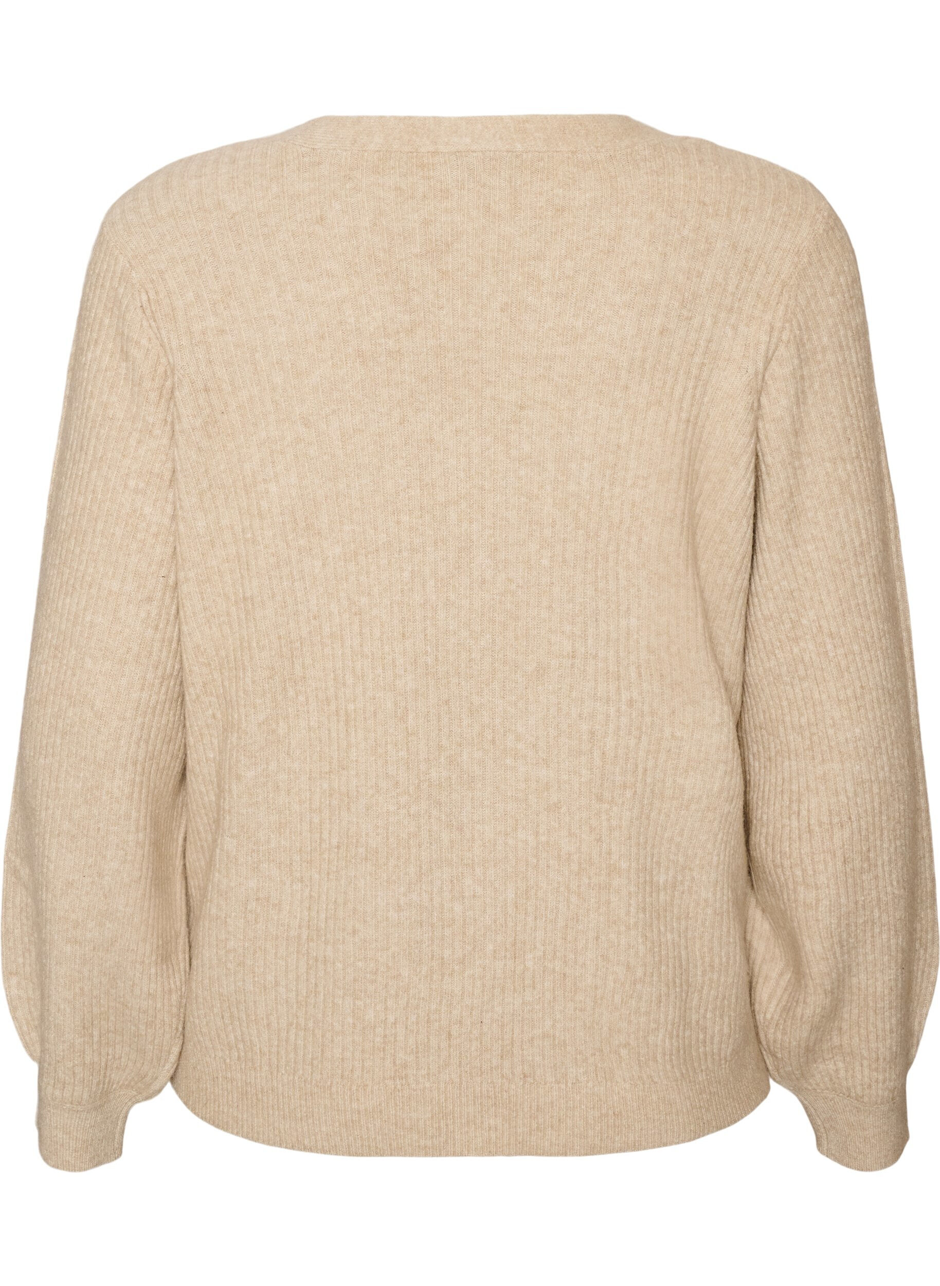 ZizziCardigan avec col en V et texture c&ocirc;tel&eacute;e, Beige, Packshot image number 1