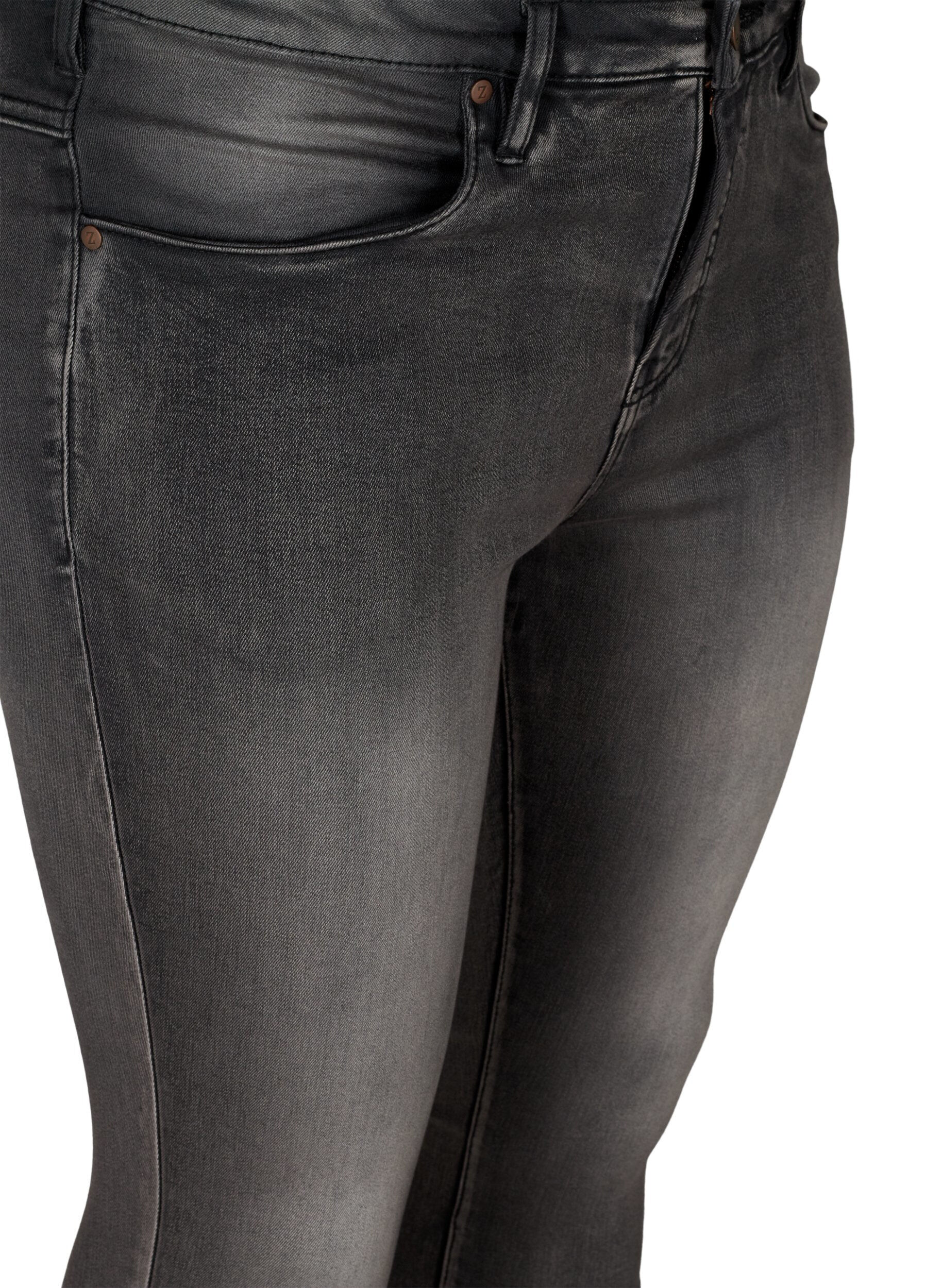 Zizzi Super Slim Amy Jeans mit hoher Taille, Dark Grey Denim, Packshot image number 2