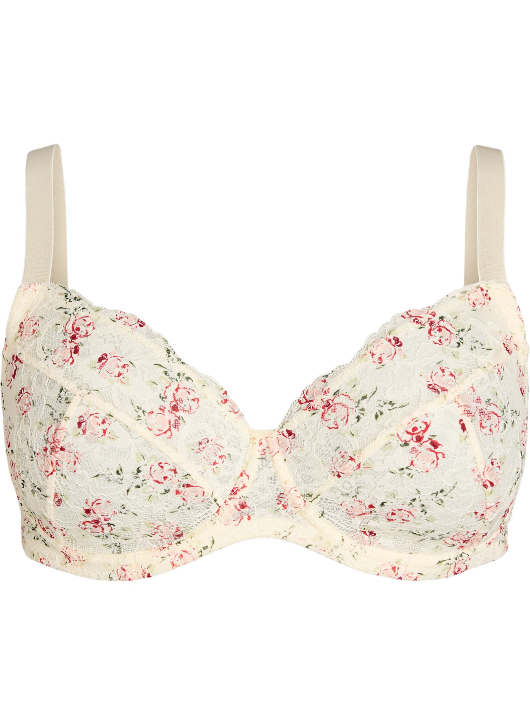 Zizzi Soutien-gorge embo&icirc;tant en dentelle florale, Blanc, Packshot image number 0