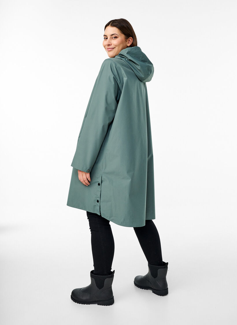 Regenjacke mit Taschen und Kapuze, Gr&uuml;n, Model image number 2
