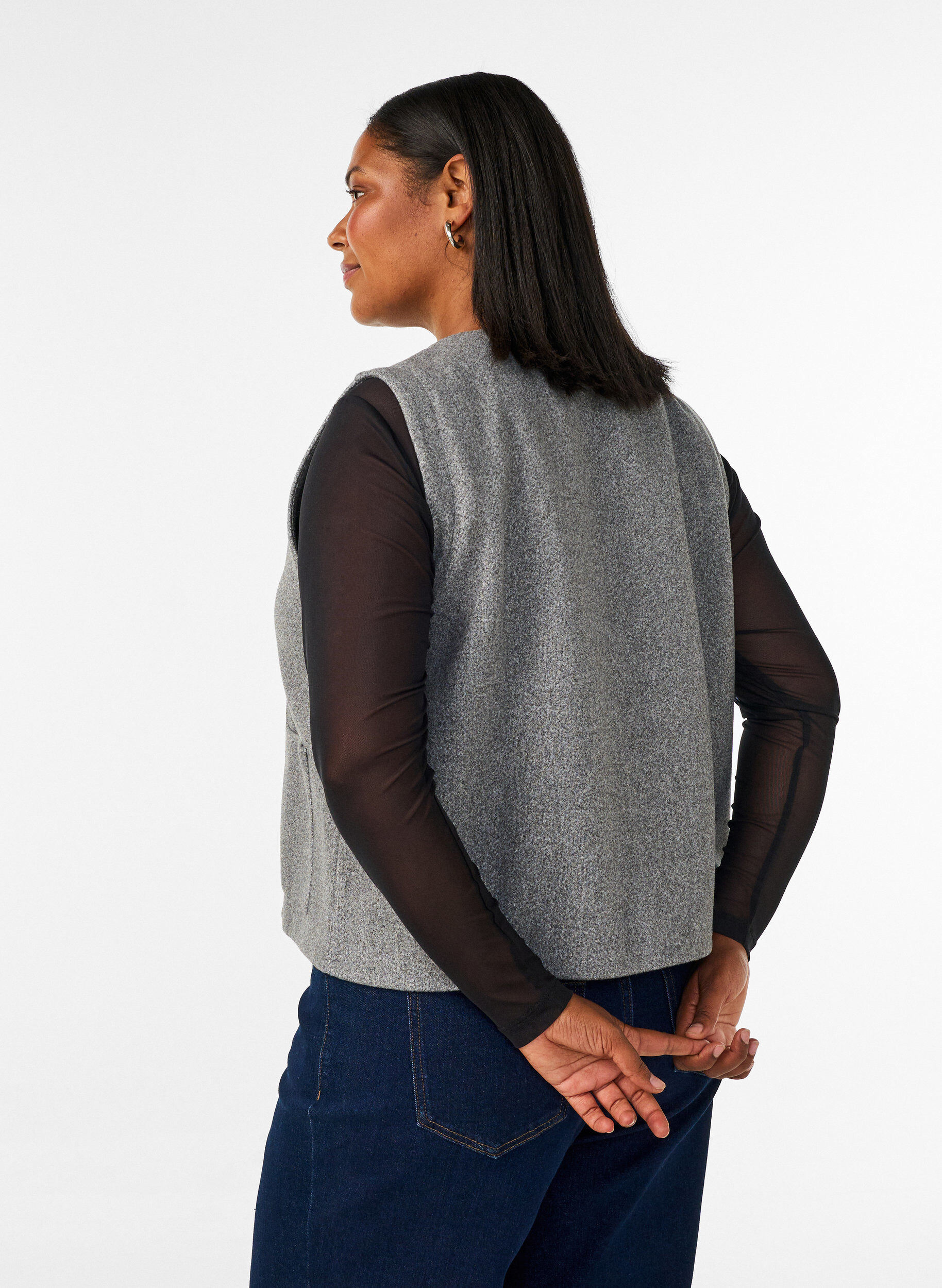ZizziMeshbluse mit langen &Auml;rmeln, Schwarz, Model image number 2