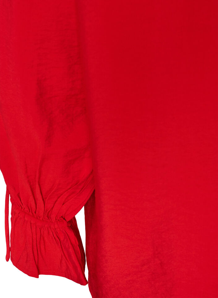 Blouse en viscose avec liens et volants, Rouge, Packshot image number 3