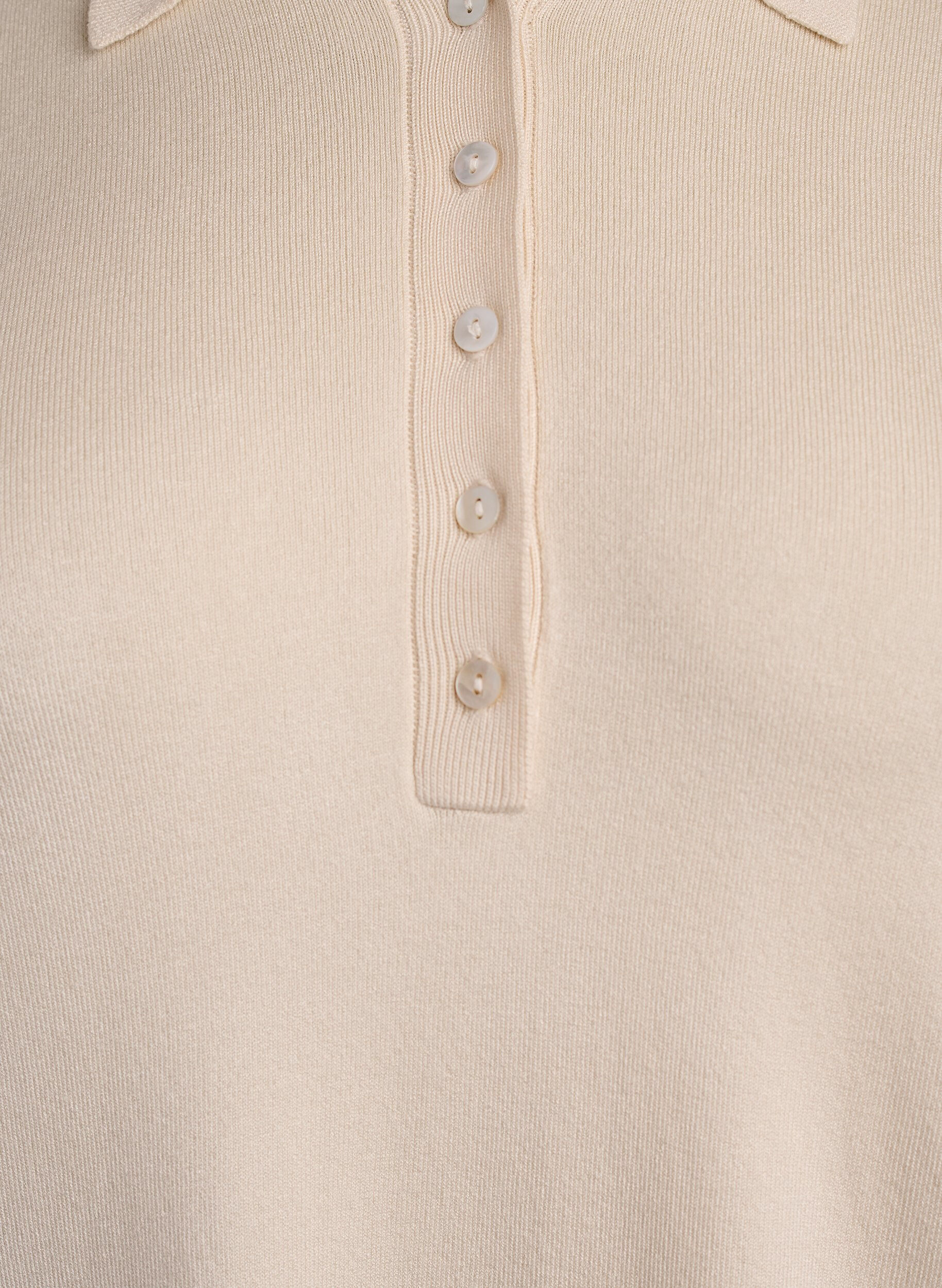 Zizzi Feinstrick-Poloshirt mit kurzen &Auml;rmeln, Beige, Packshot image number 2