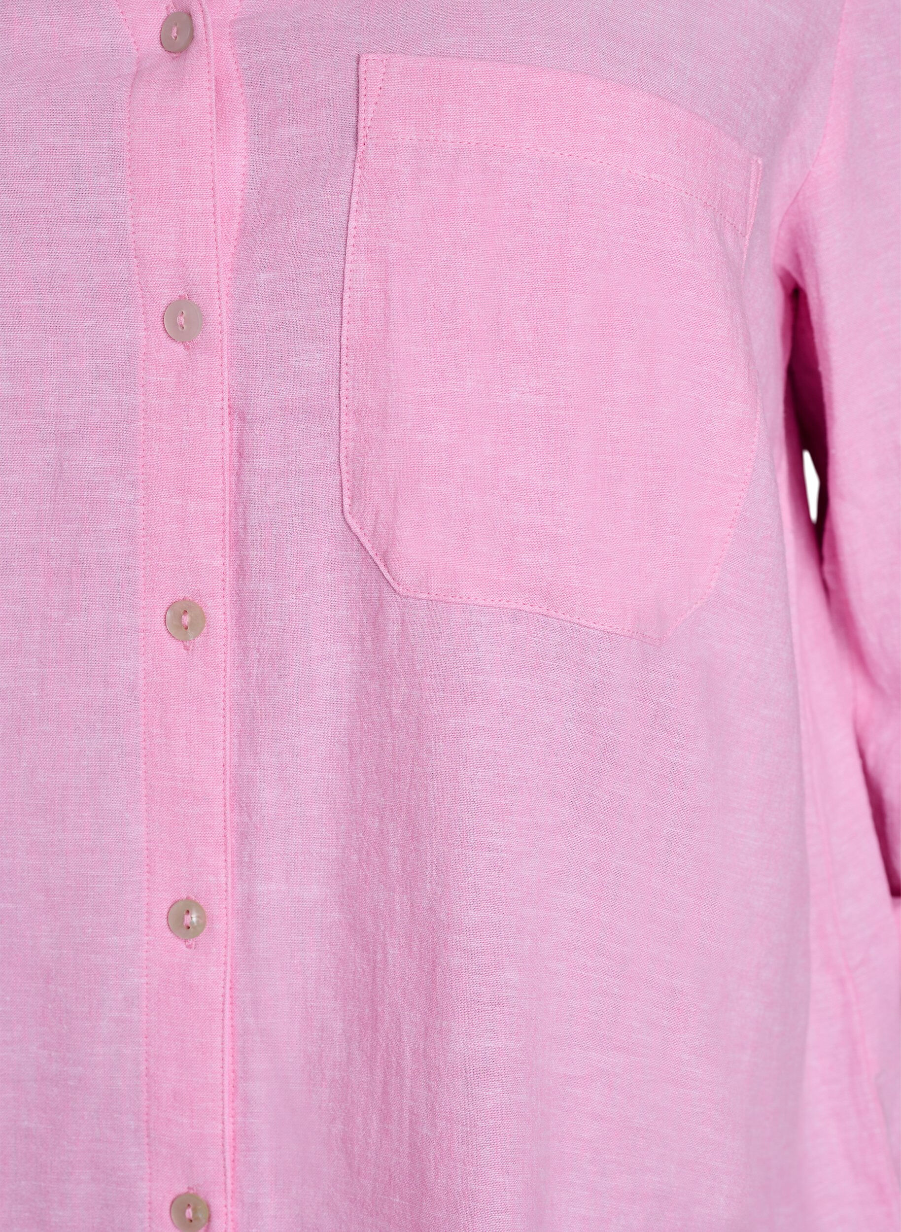Zizzi Bluse aus Leinen und Viskose mit 3/4-&Auml;rmeln, Pink, Packshot image number 2