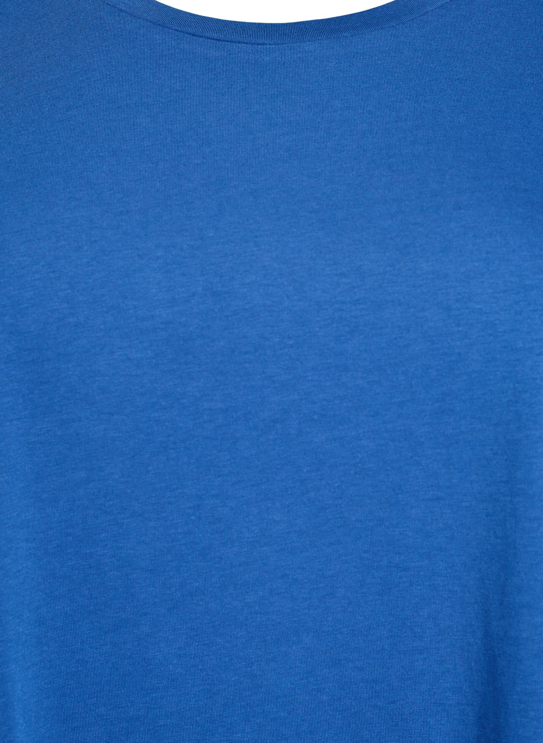 Zizzi T-shirt &agrave; manches courtes en m&eacute;lange de coton, Bleu, Packshot image number 2