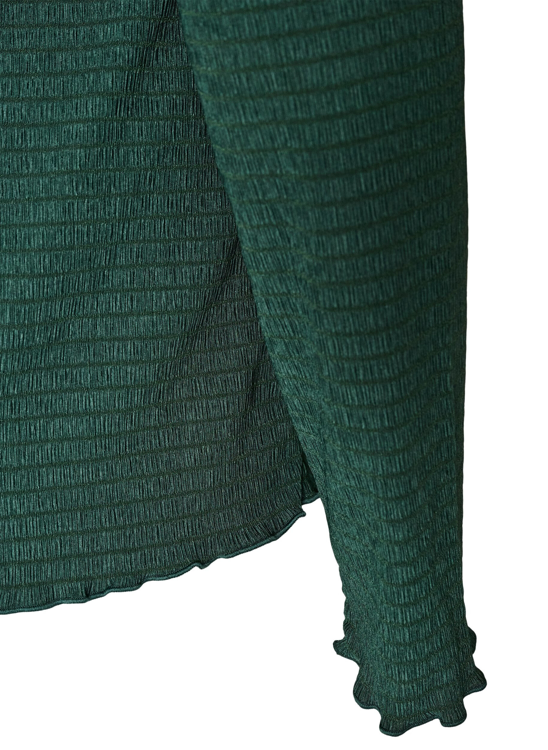 ZizziStrukturierte Bluse mit Wellenkanten, Gr&uuml;n, Packshot image number 3