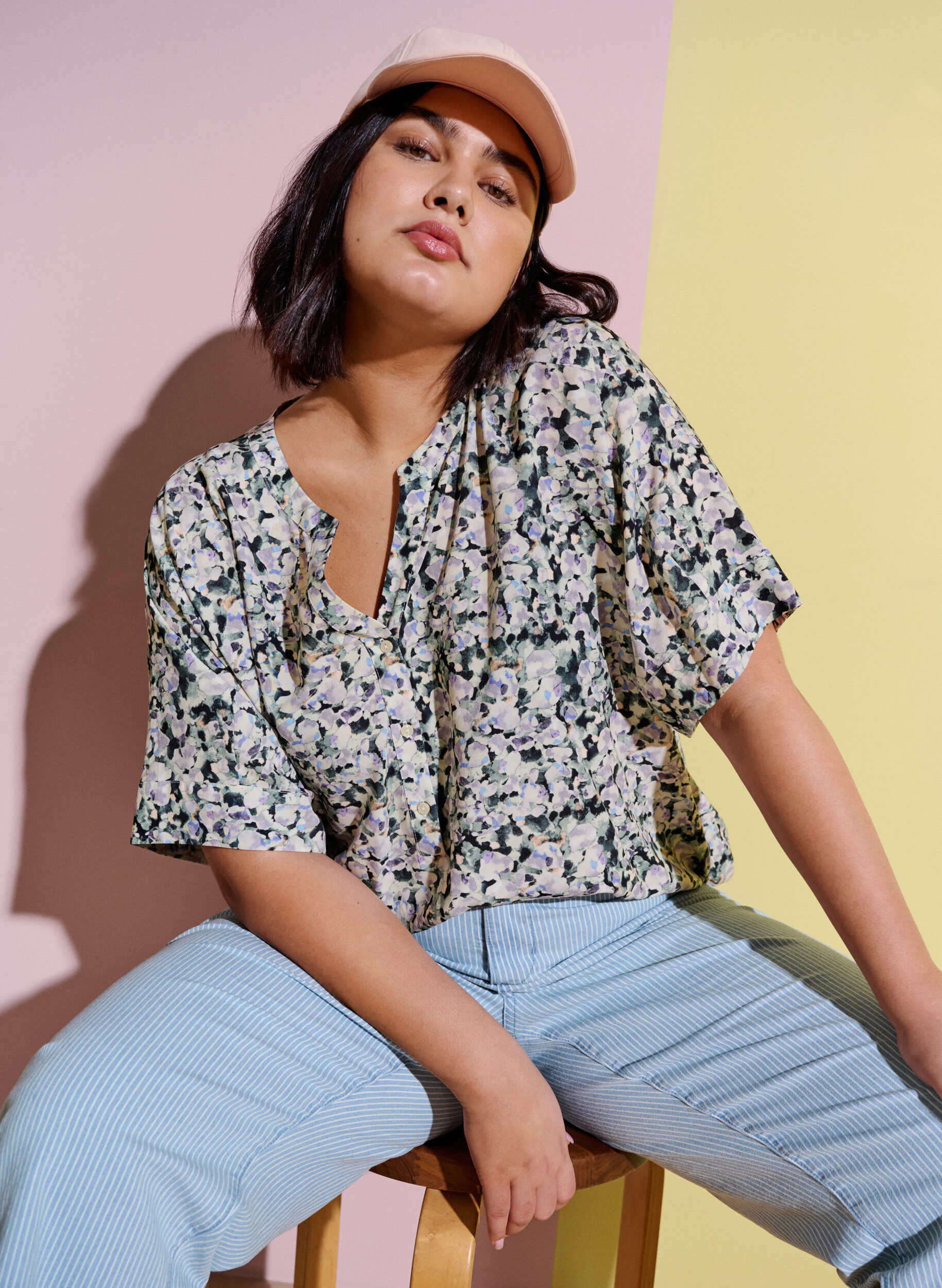 Zizzi Jean droit, cheville courte, Light Blue Stripe, Image image number 0