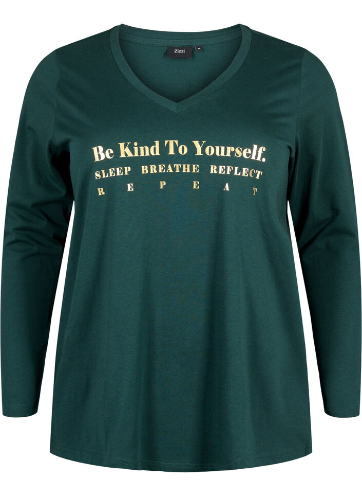 Chemise de nuit en coton avec impression de texte, Scarab, Packshot image number 0