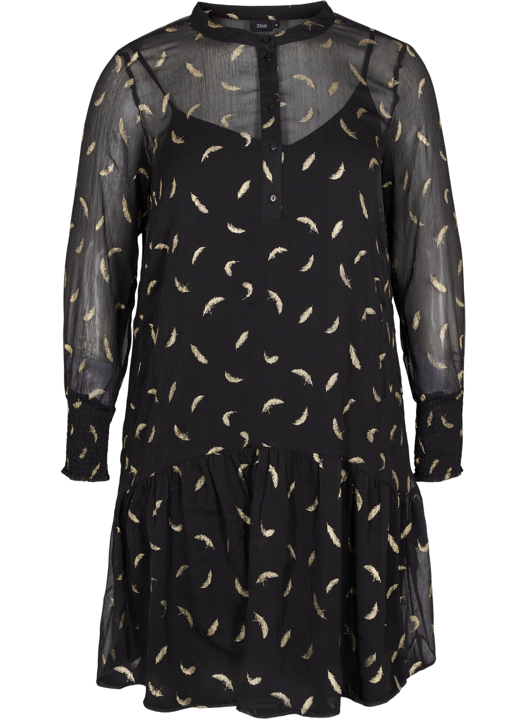 Zizzi Robe trap&egrave;ze &agrave; d&eacute;tail smock , Black, Packshot image number 0