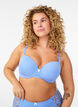 Soutien-gorge moul&eacute; en microfibre avec d&eacute;tail en dentelle et n&oelig;ud, Bleu, Model image number 0