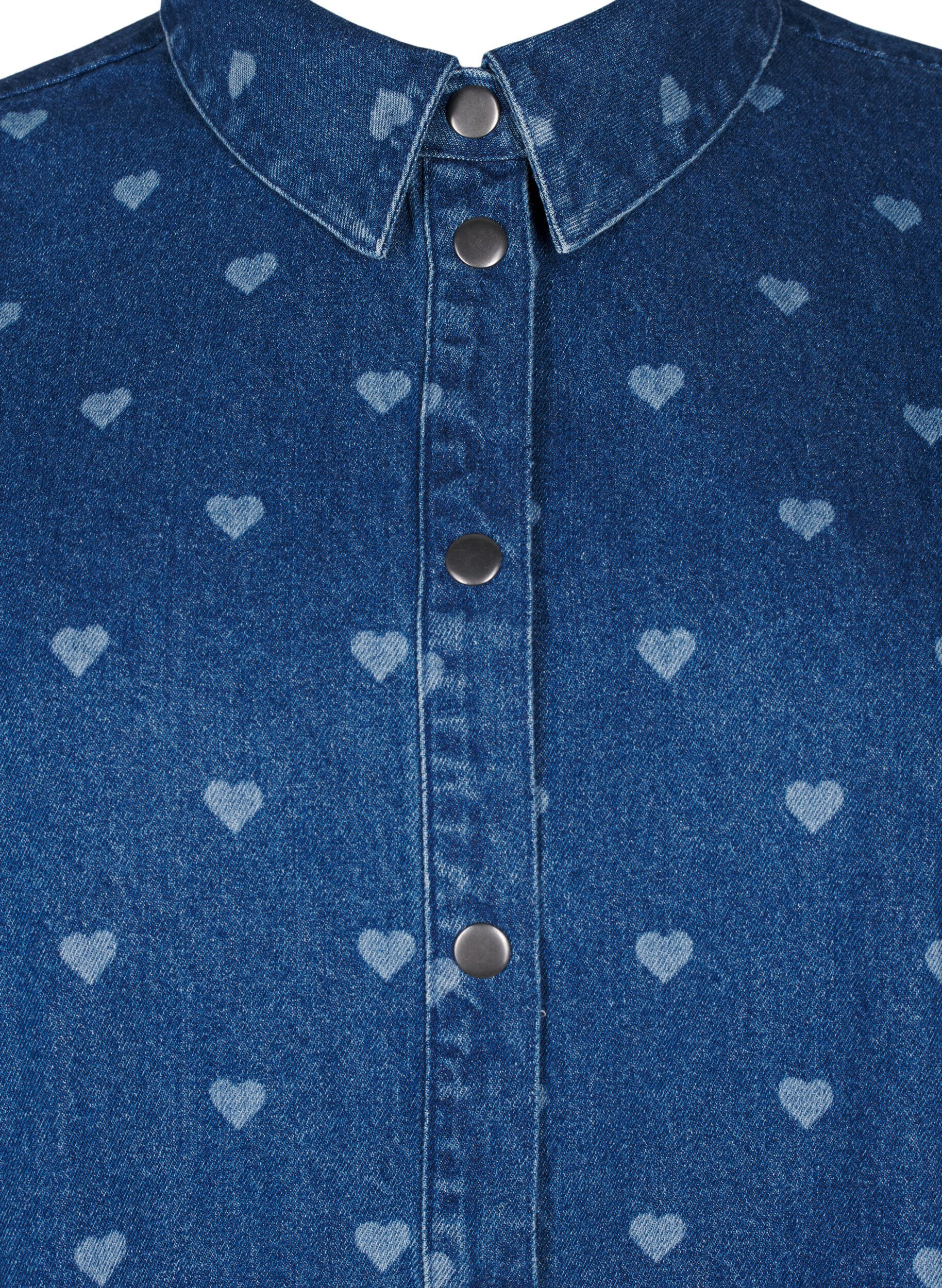 Zizzi Jeanshemd mit Herzen, L. Blue D. W. Heart, Packshot image number 2