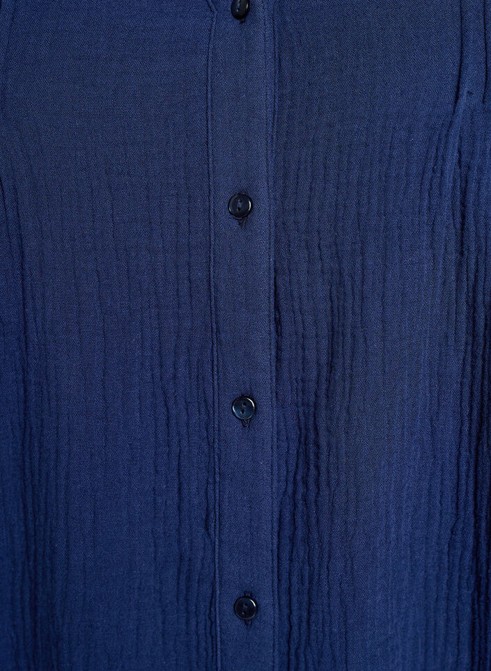 Blouse en mousseline de coton avec d&eacute;tails brod&eacute;s, Bleu, Packshot image number 2