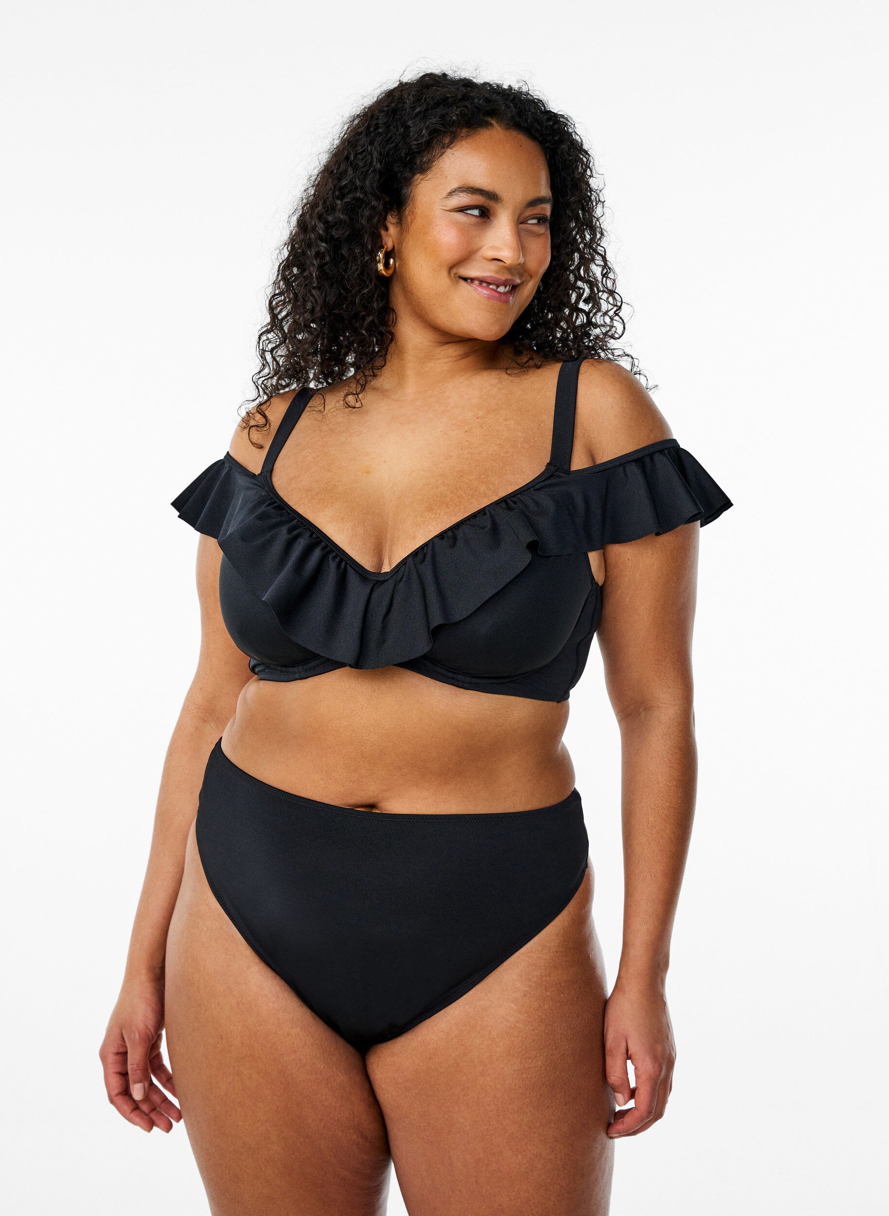 Zizzi String bikini &agrave; taille normale, Noir, Model image number 0