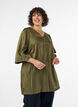Tunique brillante avec col en V et manches 3/4, Vert Kaki, Model image number 0