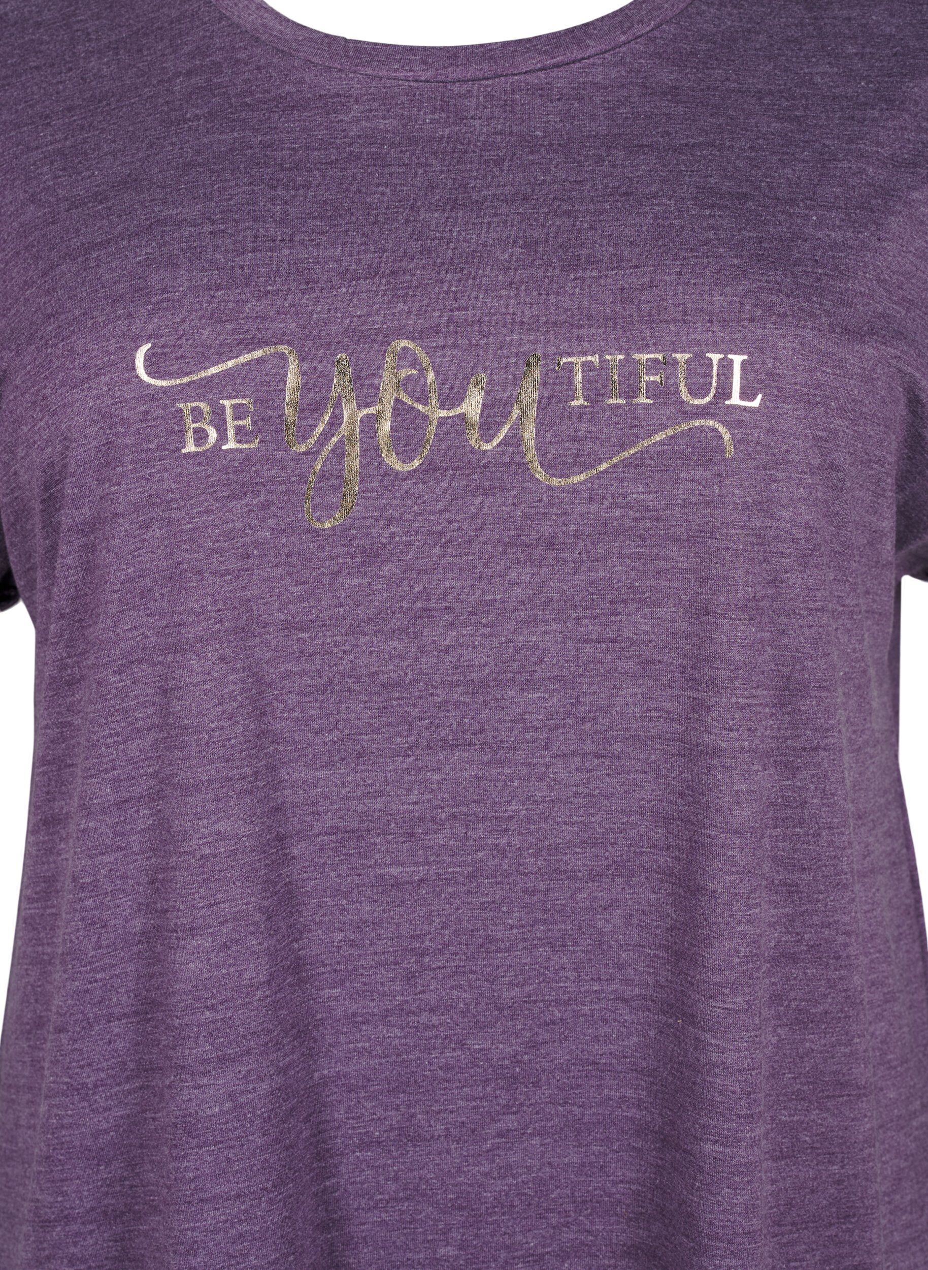 Zizzi Chemise de nuit &agrave; manches courtes avec imprim&eacute; de texte, , Packshot image number 2